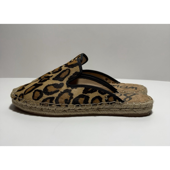 Sam Edelman Kerry Leopard Print Leather Fabric Espadrille Mule Slip On Size 9 M - Picture 7 of 13